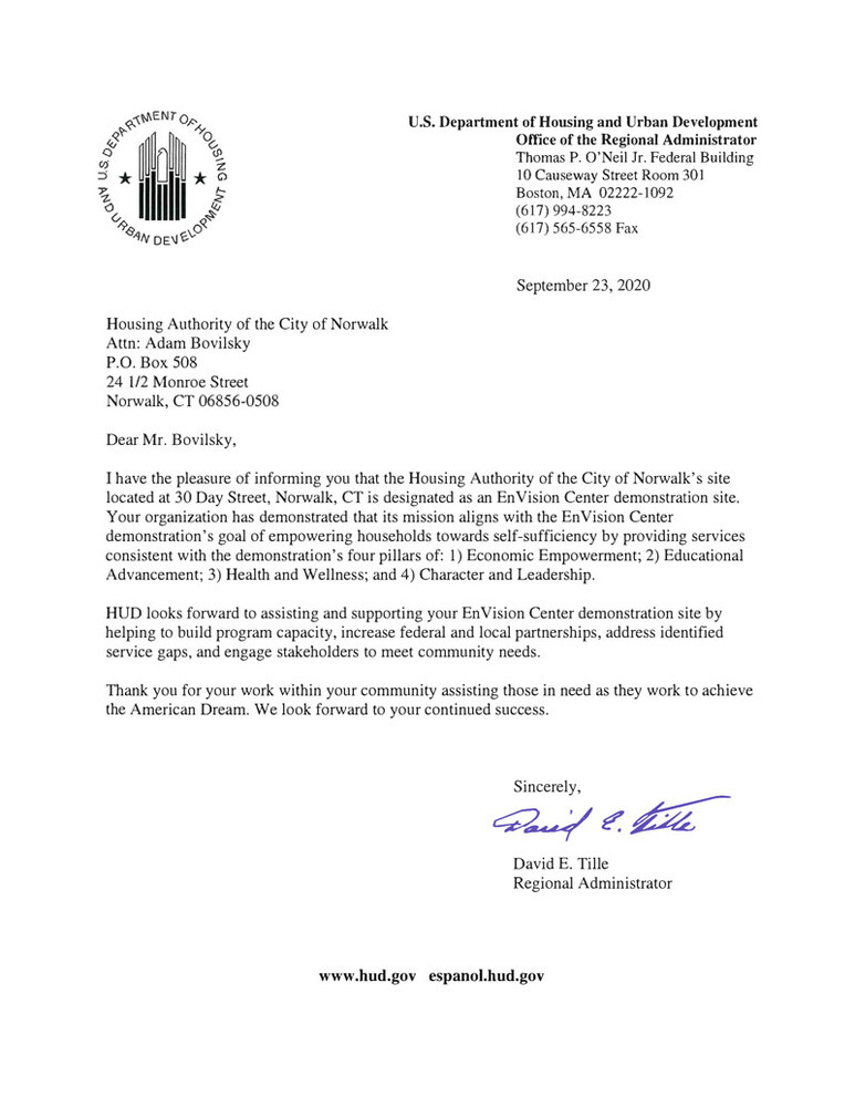 Official Letter from HUD designating the EnVision Center site