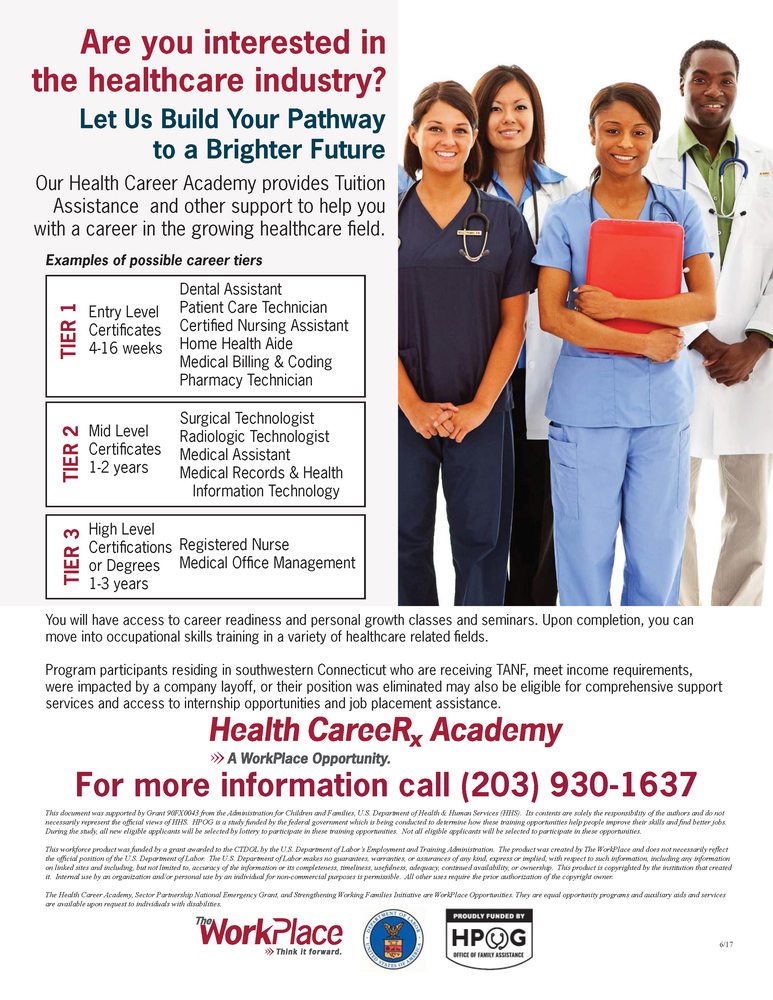 Health Care Academy Flyer with the copy information from above. 