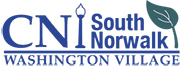CNI logo with light post for the i and leaf for South Norwalk Washington Village