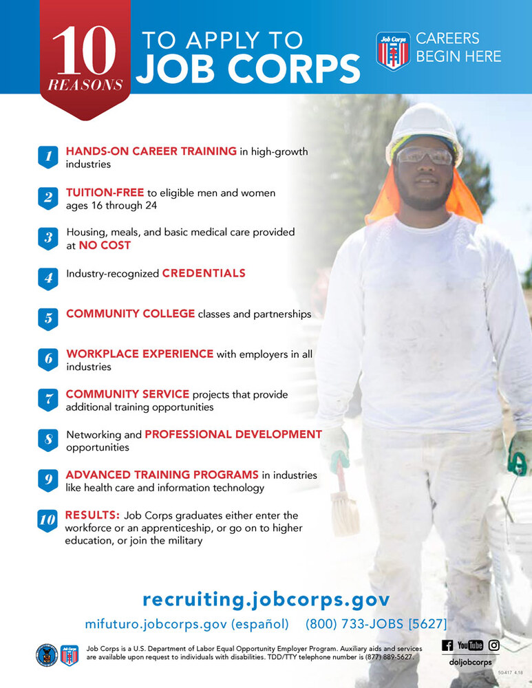 Job Corps Flyer page 1: Information above