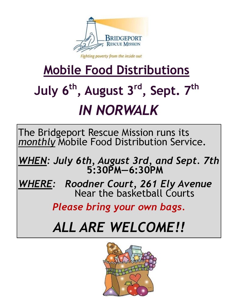 NHA Roodner Court Mobile Food Distributions flyer, all information listed below