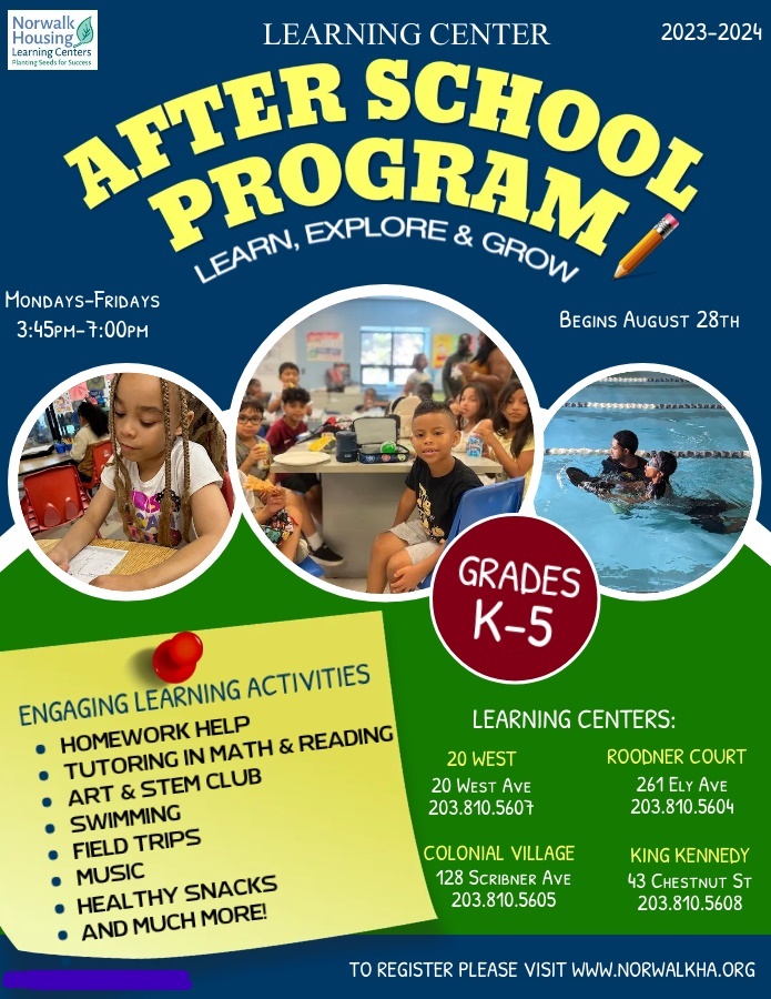 After School Program Monday to Friday 3:45pm to 7:00pm Begins August 28th