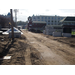 The dirt road leading out of the construction site