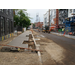 Concrete sidewalks alongside roadway