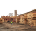 Wood material is stacked around, second story walls are starting to go up